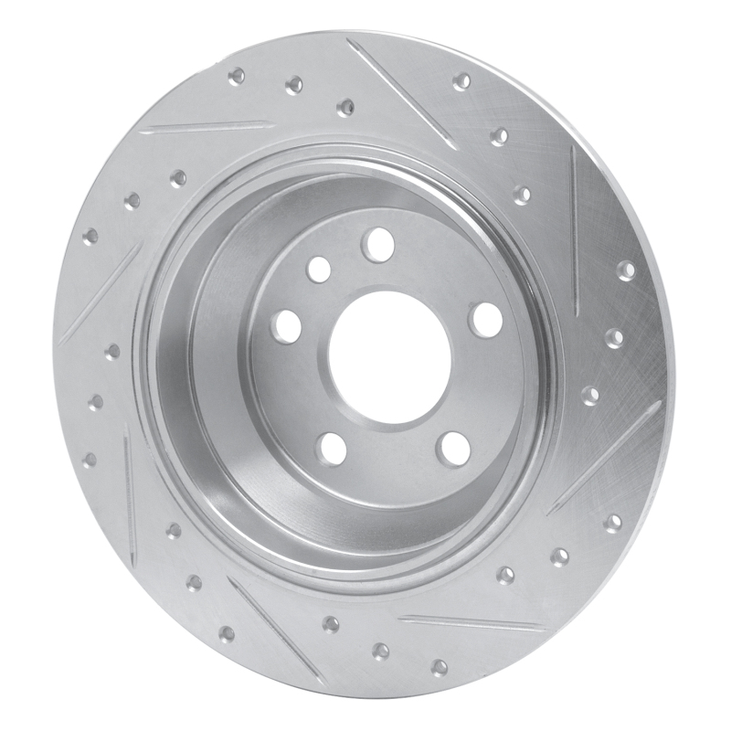 Volvo S80 Brake Rotor (1) - Rear Left - R1 Concepts - Drilled & Slotted - Silver - `07-`10